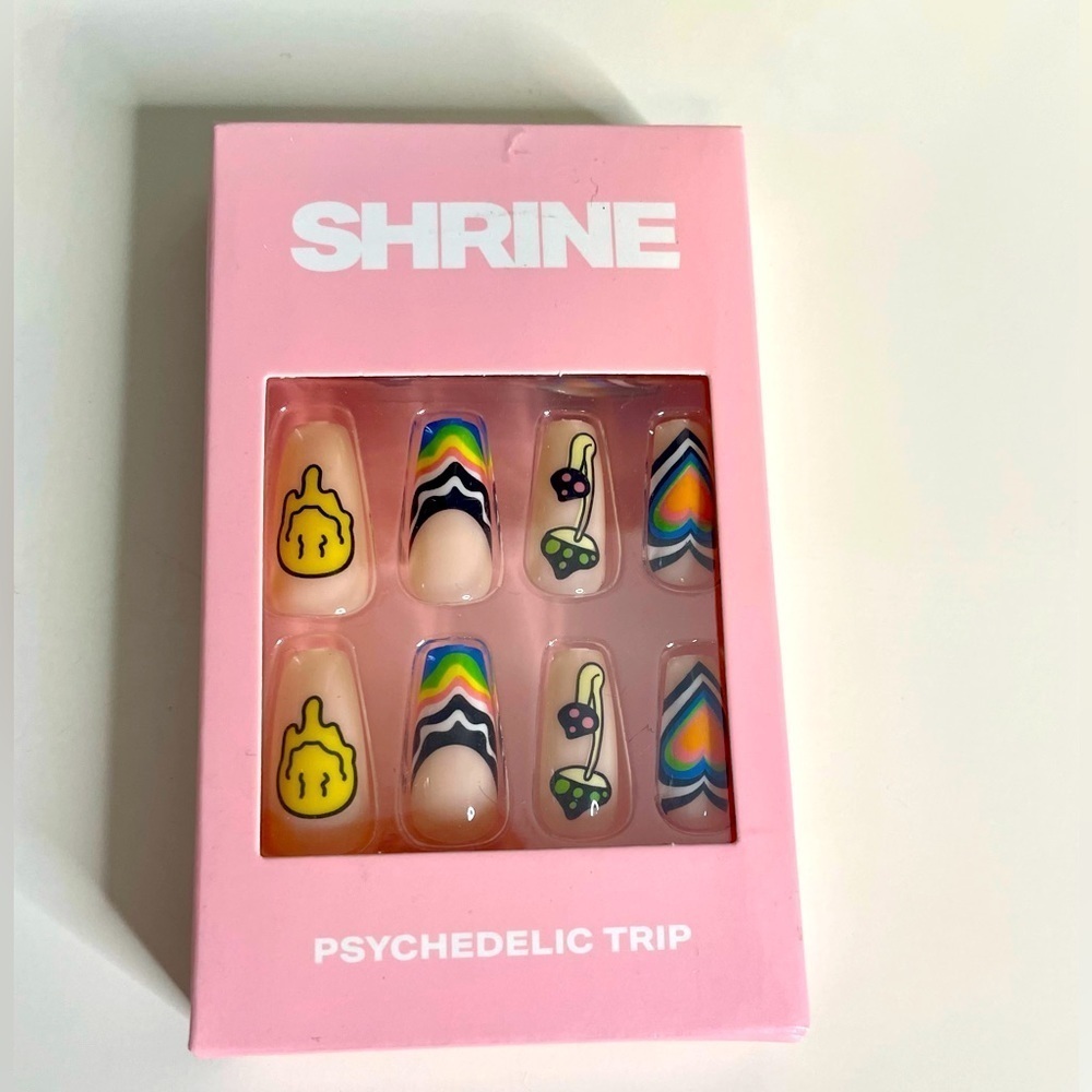 Urban Outfitters Shrine Psychedelic Trip Nails. New in box. Rainbow, mushroom